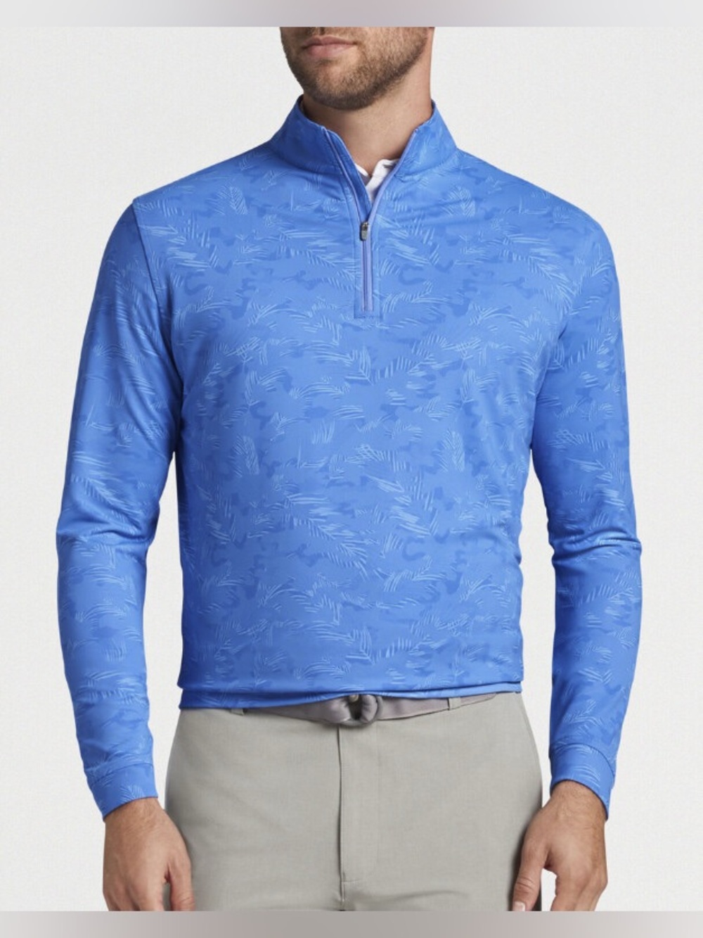 Peter Millar Men's Blue Perth Tropical Camo Performance 1/4 Zip Size L